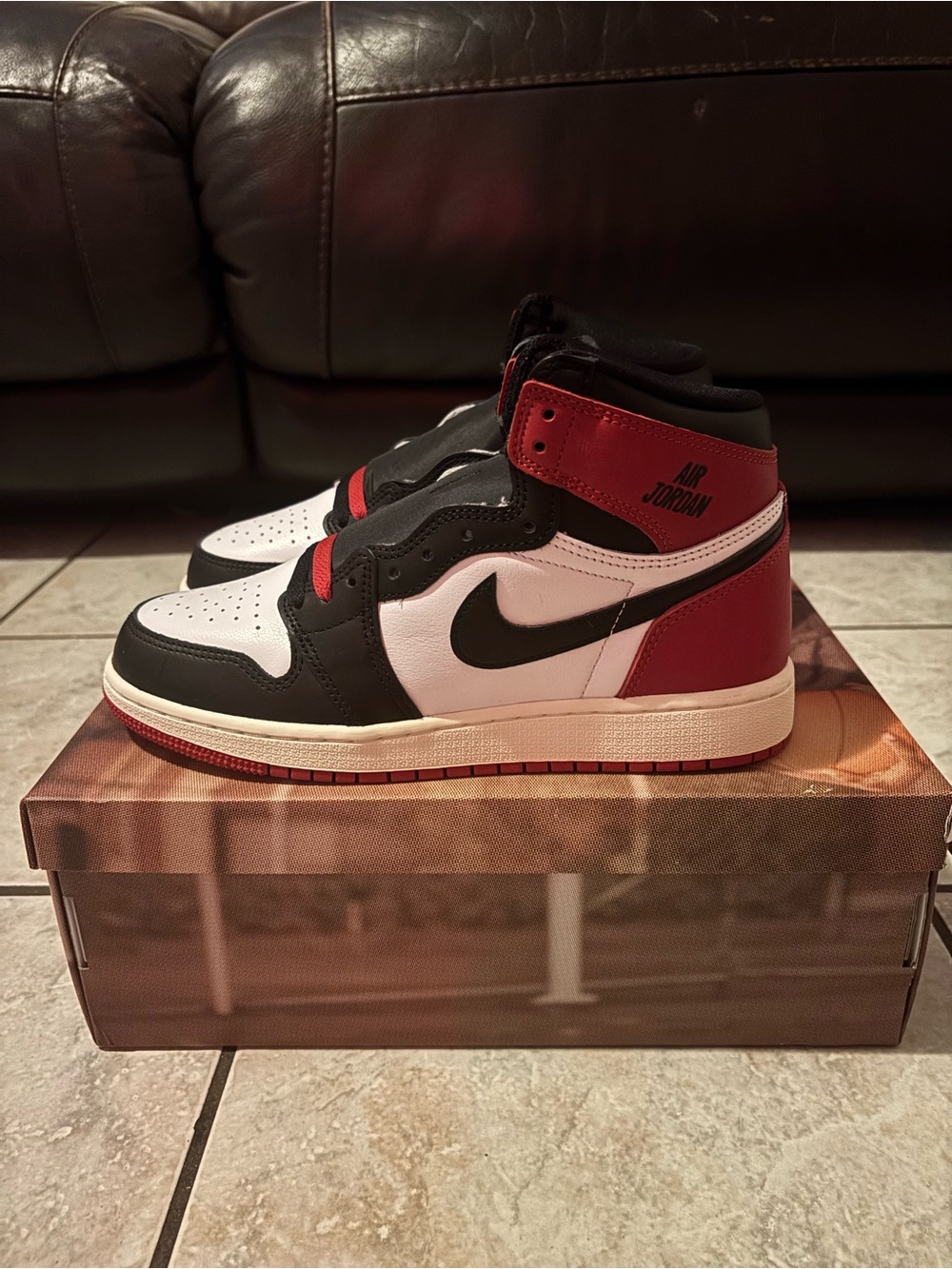 Nike Kids Air Jordan High Top Sneakers in Black White Red